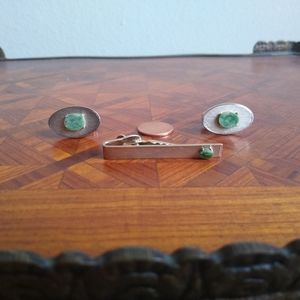 VTG Danté, green Agate, cufflinks/tie clip